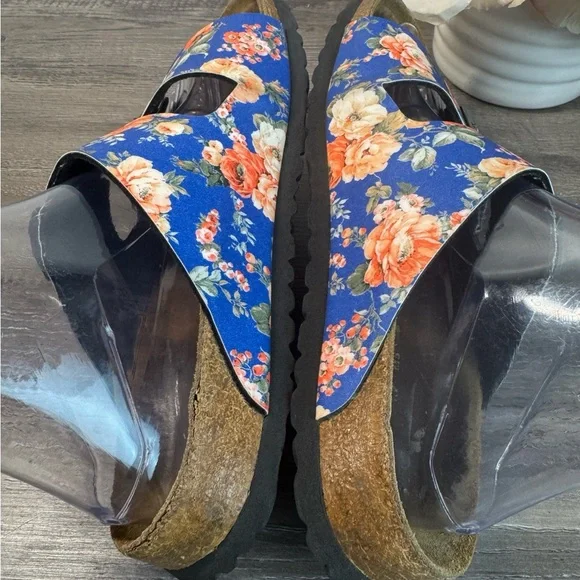 Birkenstock Papillio Blue Floral Softbed Sandals Womens 38/US7-7.5 - Picture 5 of 9